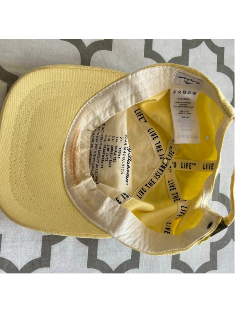 Men's Tommy Bahama One Size Yellow Baseball Cap with Brown Patch